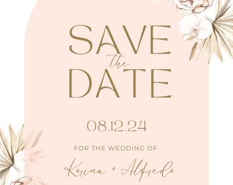 Blush pastel floral save the date template
