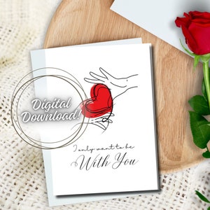 "Handgemachte Karte ""I only want to be with you"", Romantische Liebeskarte, Valentinstag Karte, Beziehungs-Jahrestag, Verlobungskarte."