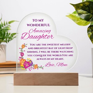 To My Amazing Daughter Personalized from Mom or Dad Acrylic Heart Plaque|Gift for Daughter|Graduation Gift|Birthday Gift|Sentimental Gift