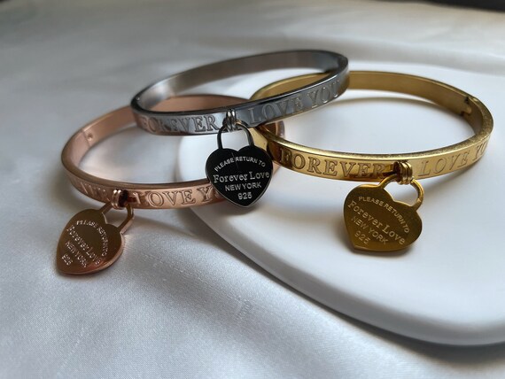 TIFF Return to Forever Love Heart Tag Bangle Stainless Steel in Rose Gold Gold Silver Etsy Canada