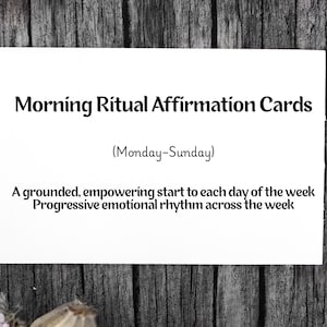 Cartões de Afirmação para Rituais Matinais – Mentalidade de Segunda a Domingo em PDF | Download Diário para Impressão | Soulform Studio