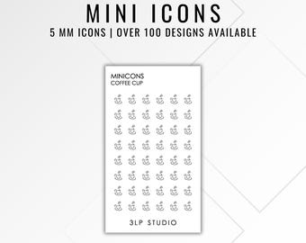Mini Clear Matte Planner Stickers | Functional Icons (5mm)