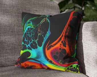 Color Splash, Square Polyester Canvas Pillowcase with Concealed White Metal Zipper, Design on Both Sides, Multiple Sizes
