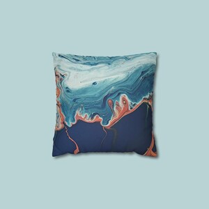 Psychedelic Blue, Faux Suede Square Pillowcase, Decorative Pillow Case with Pretty Design for Bedroom or Living Area, Multiple Sizes