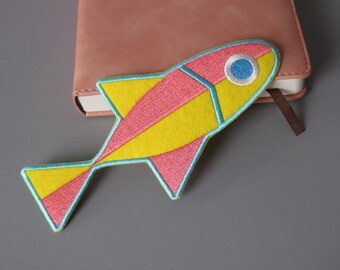 large comic fish patch, iron on patch, embroidered patch, applique, patch for jacket, patch for backpack