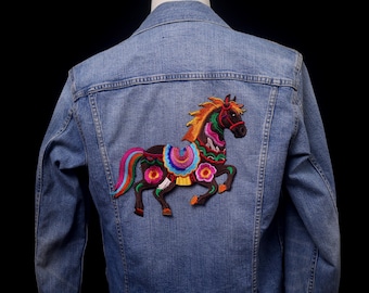 brown large horse patch, iron on patch, embroidered patch, applique, patch for jacket, patch for backpack