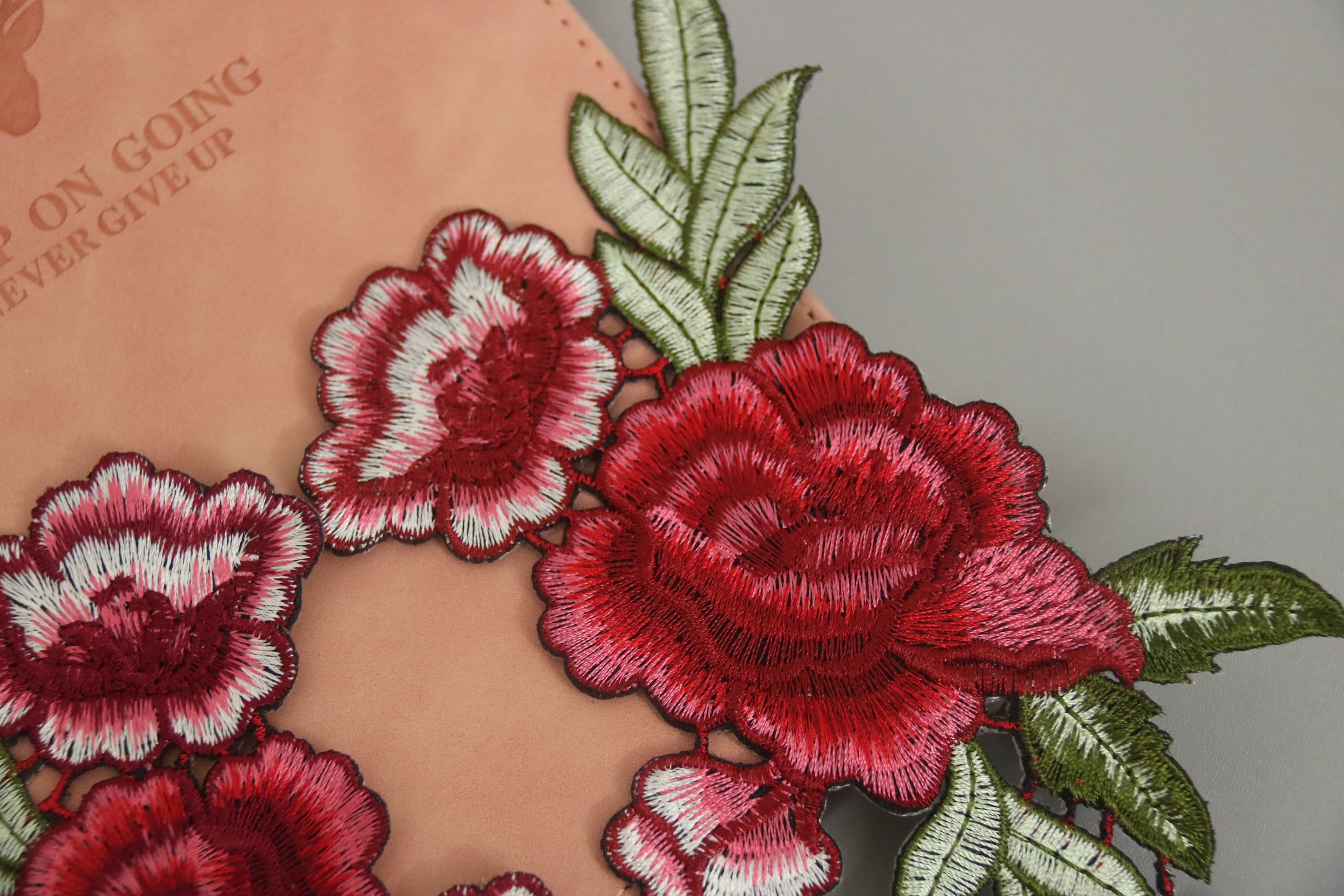 Rose Line Patch A Pair of Gorgeous Large Red Rose Long Flower Patches, Iron on Patch ...