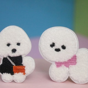 cute teddy dog patch, chenille patch, iron on patch, embroidered patch, applique, patch for jacket, patch for backpack