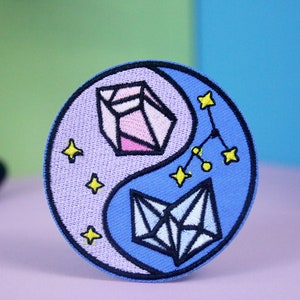 Ying Yang crystal patch, galaxy patch, iron on patch, embroidered patch, applique, patch for jacket, patch for backpack