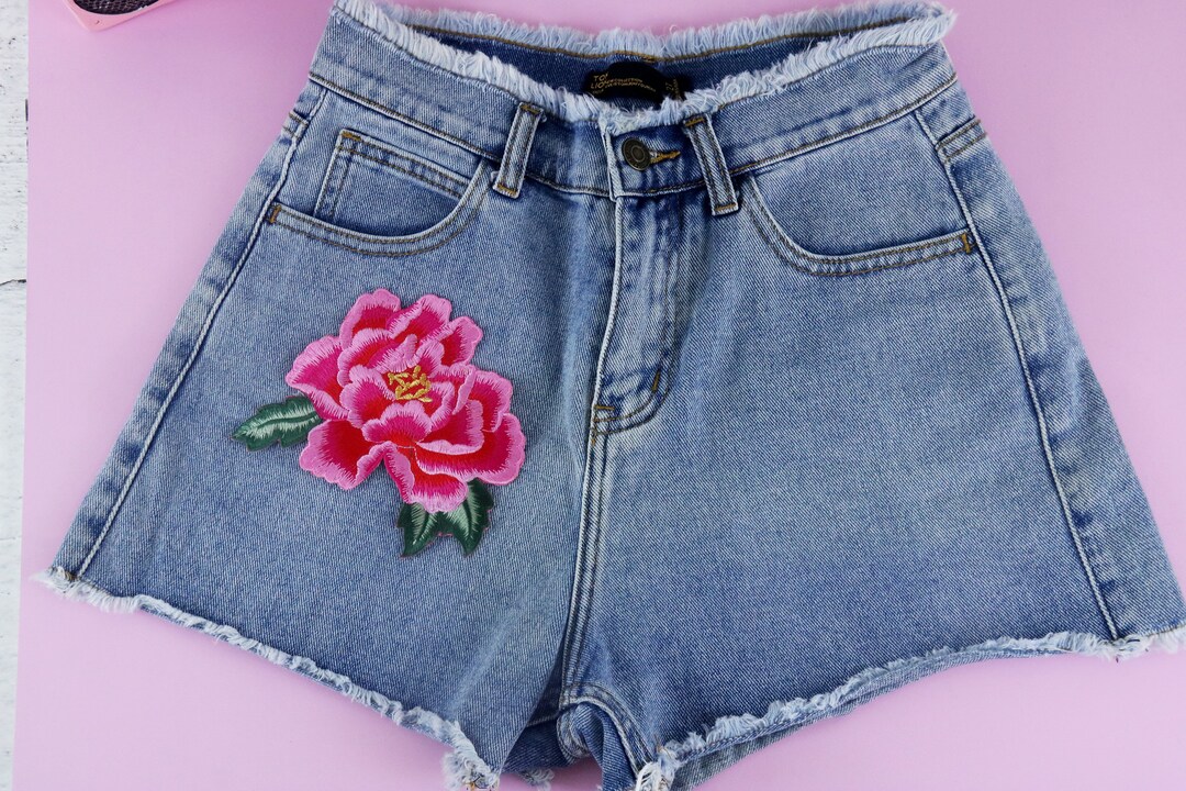 Gorgeous Pink Peony Flower Patch, Rose, Iron on Patch, Embroidered ...