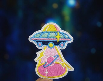 UFO patch, cute, Alien patch, iron on patch, embroidered patch, applique, patch for jacket, patch for backpack