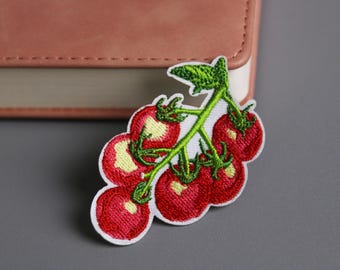 Parche de tomates, parche de frutas, parche para planchar, parche bordado, aplique, parche para chaqueta, parche para mochila