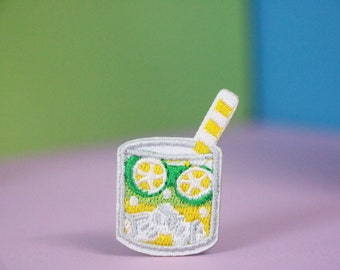 little tiny ice lemon soda patch, drinks patch, iron on patch, embroidered patch, applique, patch for jacket, patch for backpack