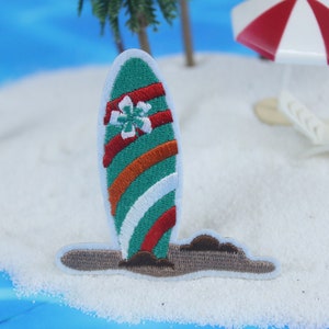 surfboard patch, beach patch, iron on patch, embroidered patch, applique, patch for jacket, patch for backpack