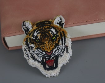 tigerlapp, rytande lapp, stryklapp, broderad lapp, applikation, lapp för jacka, lapp för ryggsäck