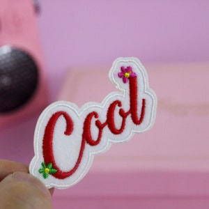 word cool patch, iron on patch, embroidered patch, applique, patch for jacket, patch for backpack