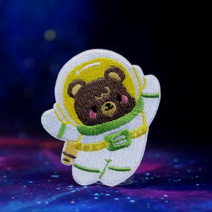 parche de astronauta oso, parche de astronauta, parche de dibujos animados, parche para planchar, parche bordado, aplique, parche para chaqueta, parche para mochila