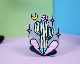 écusson cactus, écusson thermocollant, écusson brodé, appliqué, écusson pour veste, écusson pour sac à dos