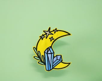 crystal moon patch, iron on patch, embroidered patch, applique, patch for jacket, patch for backpack