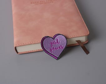 ガールパワー パッチ、パープルハート パッチ、アイロン パッチ、刺繍