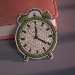 Embroidered Alarm Clock Patch, Iron-On Applique for Jackets Backpacks