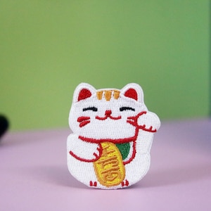 プルータス猫パッチ、ラッキーキャットパッチ、アイロンパッチ、刺繍パッチ、アップリケ、ジャケット用パッチ、バックパック用パッチ