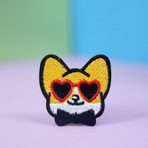 cool dog patch, puppy patch, iron on patch, embroidered patch, applique, patch for jacket, patch for backpack