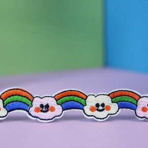 rainbow and cloud patch, iron on patch, embroidered patch, applique, patch for jacket, patch for backpack