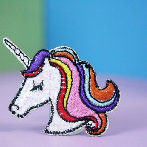 sparkling unicorn patch, iron on patch, embroidered patch, applique, patch for jacket, patch for backpack