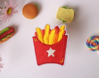 chips patch, French fries patch,  iron on patch, embroidered patch, applique, patch for jacket, patch for backpack