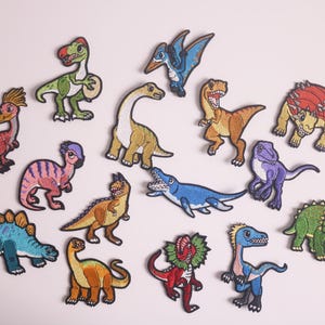set of 15 gorgeous dinosaur patch, T-rex patch, Triceratops, iron on patch, embroidered patch, applique, patch for jacket,  for backpack