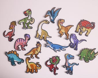 conjunto de 15 lindos remendos de dinossauro, remendos de T-rex, Triceratops, remendos para passar a ferro, remendos bordados, apliques, remendos para jaqueta, para mochila