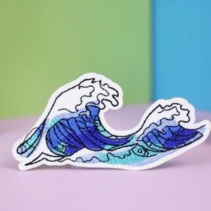 sea wave patch, iron on patch, embroidered patch, applique, patch for jacket, patch for backpack