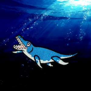 mosasaur patch, dinosaur patch, iron on patch, embroidered patch, applique, patch for jacket, patch for backpack