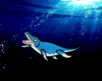 Mosasaurus Aufnäher, Bügelbild Dinosaurier, Patch für Jacke, Bügelbild, Patch für Jacke, Applikation für Rucksack