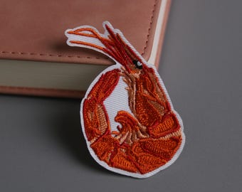 Parche de camarones, parche de comida, parche para planchar, parche bordado, aplique, parche para chaqueta, parche para mochila
