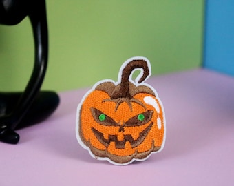 Halloween Kürbis Aufnäher, Bügelbild, gestickter Aufnäher, Patch für Jacke, Patch für Rucksack