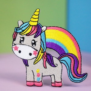rainbow unicorn patch, iron on patch, embroidered patch, applique, patch for jacket, patch for backpack