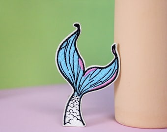 mermaid tail patch, iron on patch, embroidered patch, applique, patch for jacket, patch for backpack