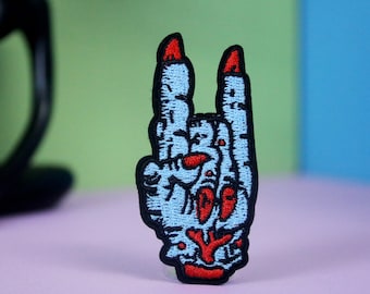 zombie' hand patch, rock on patch, iron on patch, embroidered patch, applique, patch for jacket, patch for backpack