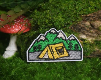 camping patch, tent patch, adventure patch, iron on patch, embroidered patch, applique, patch for jacket, patch for backpack