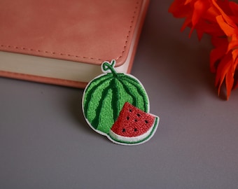 patch pastèque, patch fruit, écusson thermocollant, écusson brodé, appliqué, écusson pour veste, écusson pour sac à dos