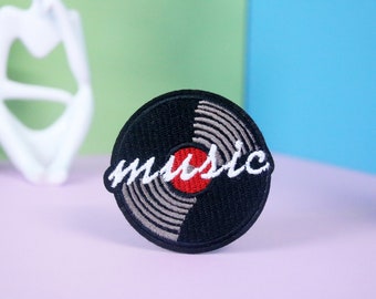 Patch Ricamata Note Musicali Da Stirare O Cucire - Applique Per Abbigliamento, 7,3x4,2 Cm