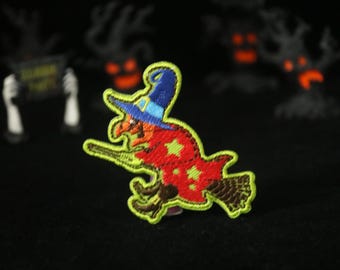 witch patch, for Halloween patch, spooky, iron on patch, embroidered patch, applique, patch for jacket, patch for backpack