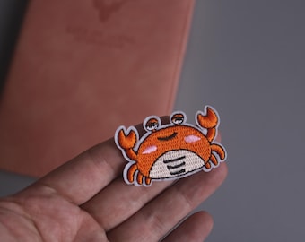 krab patch, kleine schattige komische krab patch, opstrijkbare patch, geborduurde patch, stoffen, patch voor jas, patch voor rugzak