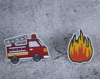 brandbils- och brandmärke, strykmärke, broderad märke, applikation, märke för jacka, märke för ryggsäck