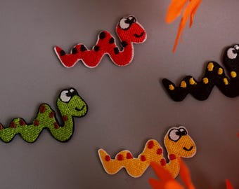 snake patch, comic snake, iron on patch, embroidered patch, applique, patch for jacket, patch for backpack