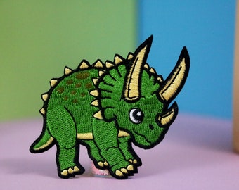 Patch de triceratops, patch de dinossauro, patch para passar a ferro, patch bordado, aplique, patch para jaqueta, patch para mochila