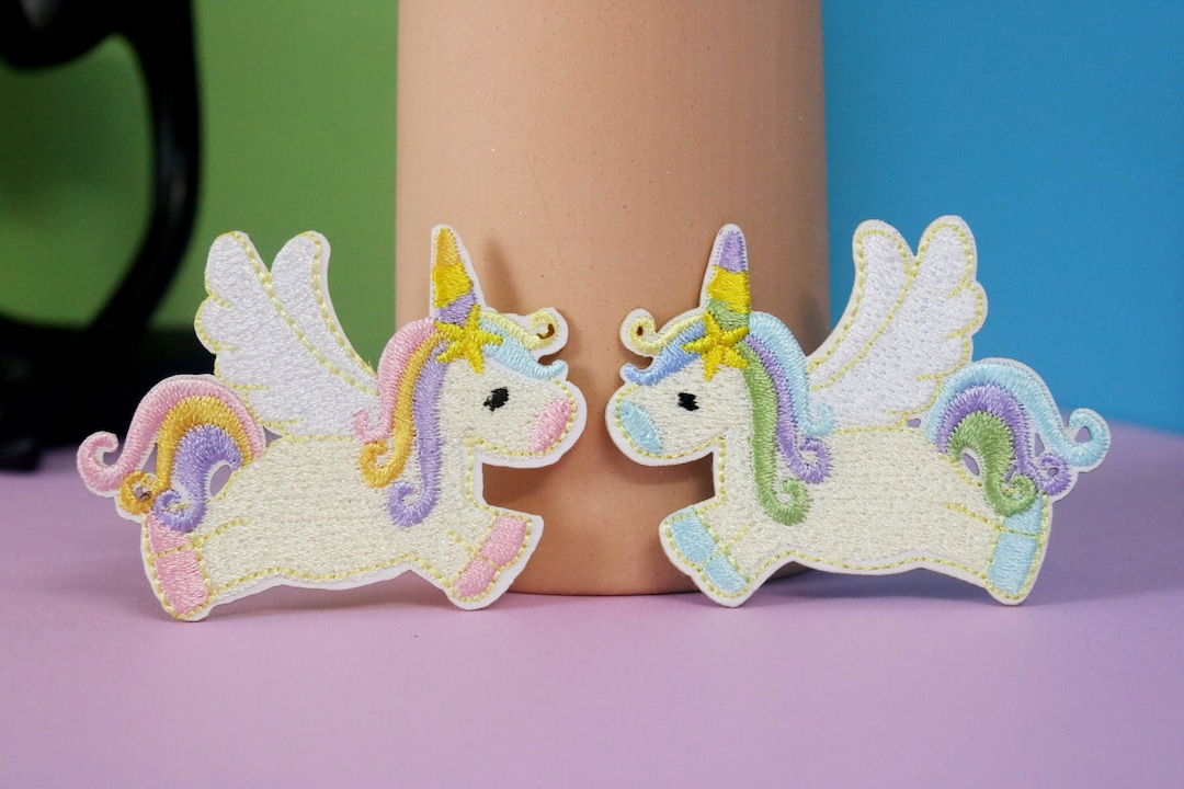 A Pair of Stick on Baby Unicorn Patch, Iron on Patch, Embroidered Patch ...