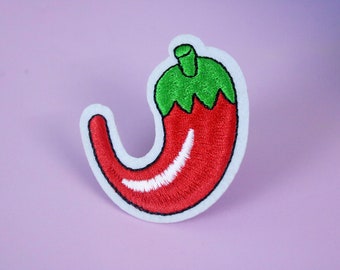 red chili patch, chili pepper patch, iron on patch, embroidered patch, applique, patch for jacket, patch for backpack